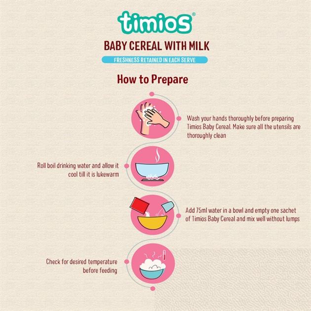 TIMIOS Organic Rice Wheat Mixed Fruit Baby Cereal - 8 -12months
