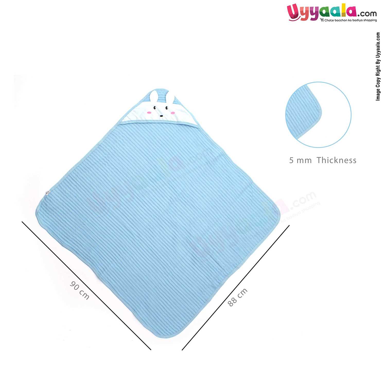 Thermal Hood Blanket Rabbit Character 0-24m Age,Blue