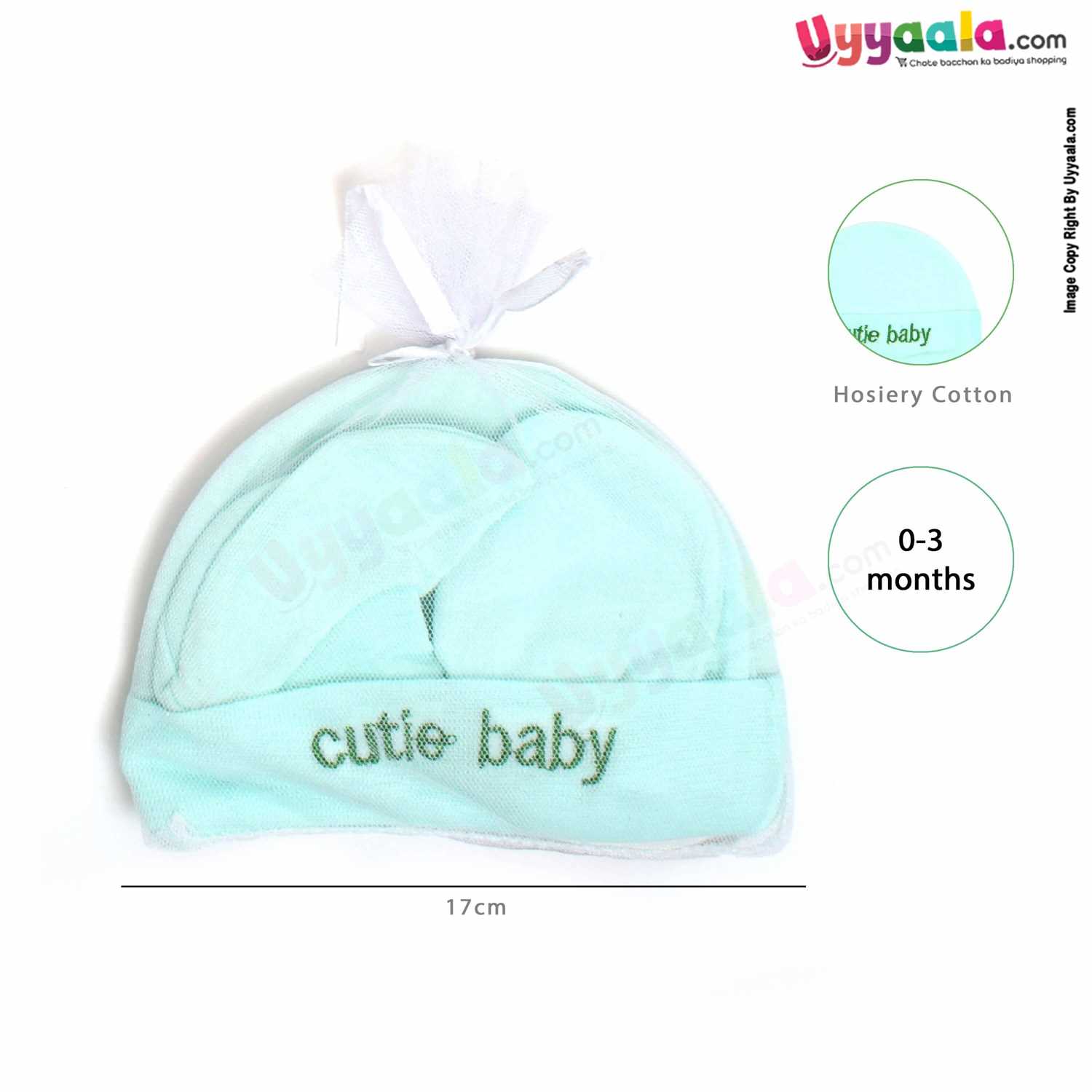 MONTALY Premium Quality Soft Hosiery Cotton Mitten, Booty & Cap Set for Babies Pack of 2 ,0-3m Age- Green & Pink