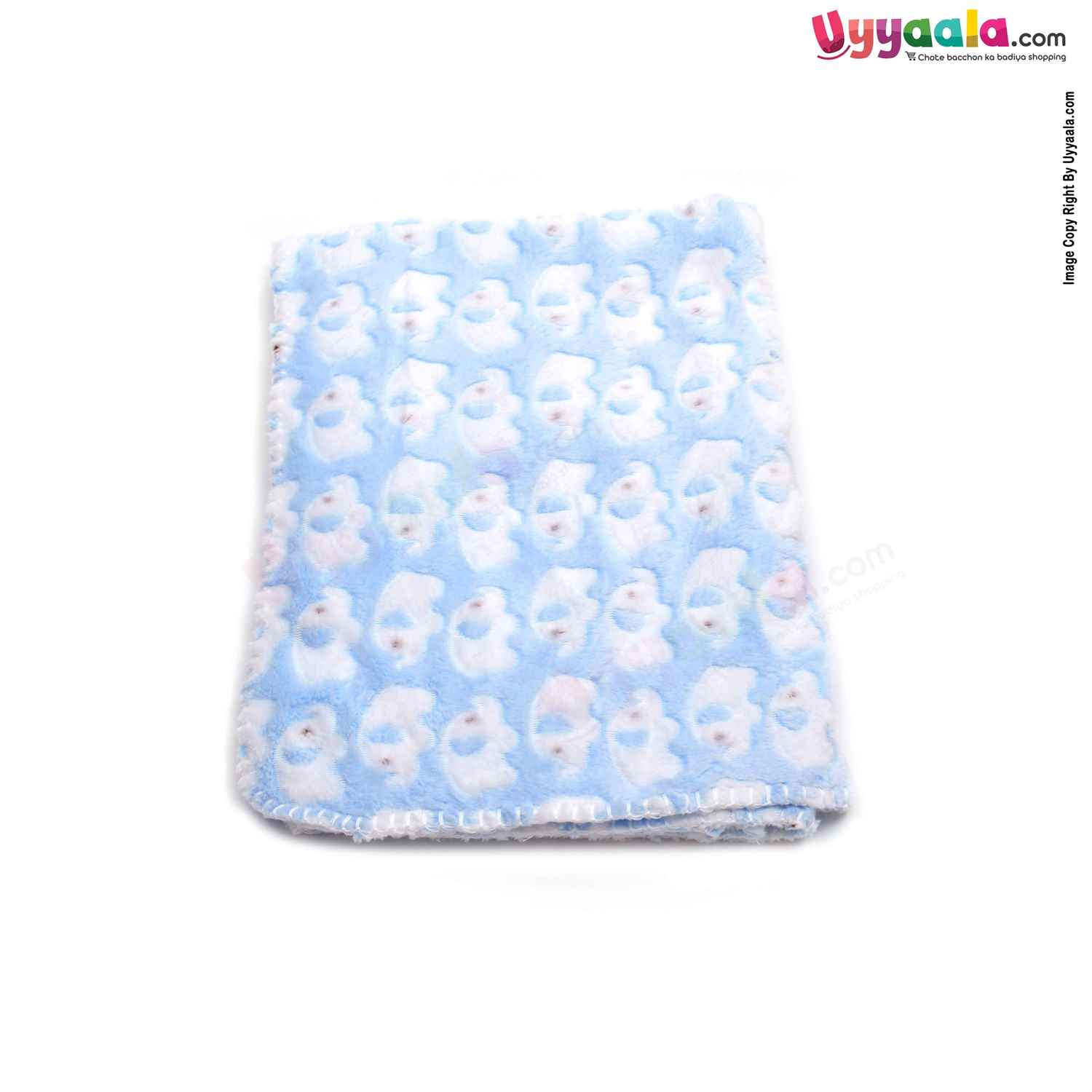 Valiantier Fur Roll Blanket Elephant Print 0-24m Age, Blue