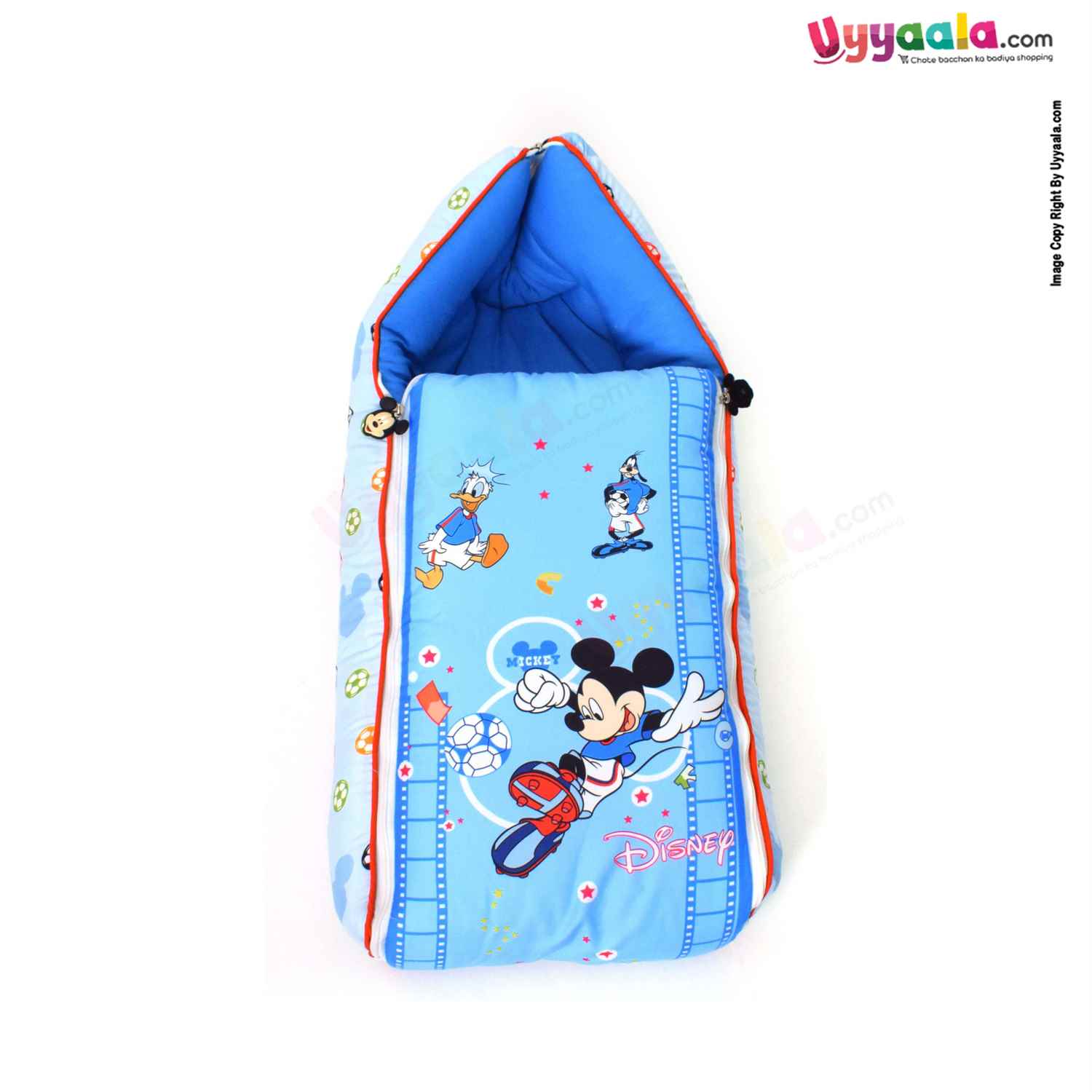 DISNEY Baby Carry Nest (Sleeping Bag) Cotton Mickey & Duck Print 0+m Age - Blue