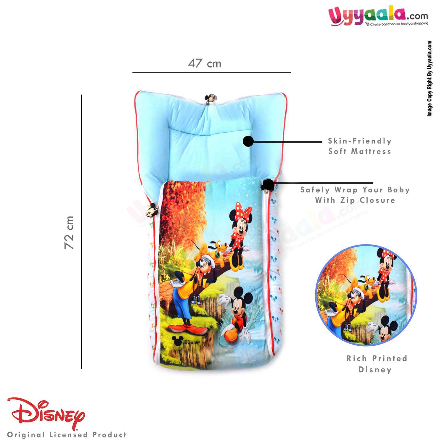 DISNEY Baby Carry Nest (Sleeping Bag) Cotton Disney Print 0+m Age, Blue