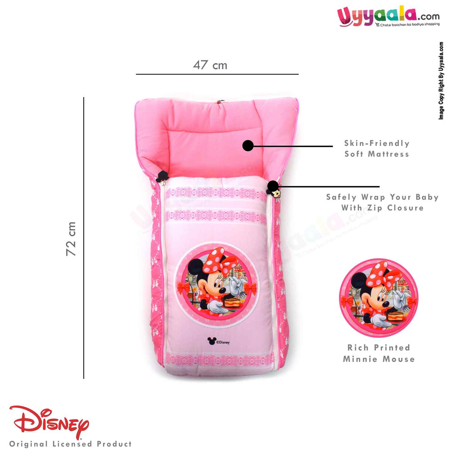 DISNEY Baby Carry Nest (Sleeping Bag) Cotton Disney Print 0+m Age, Pink