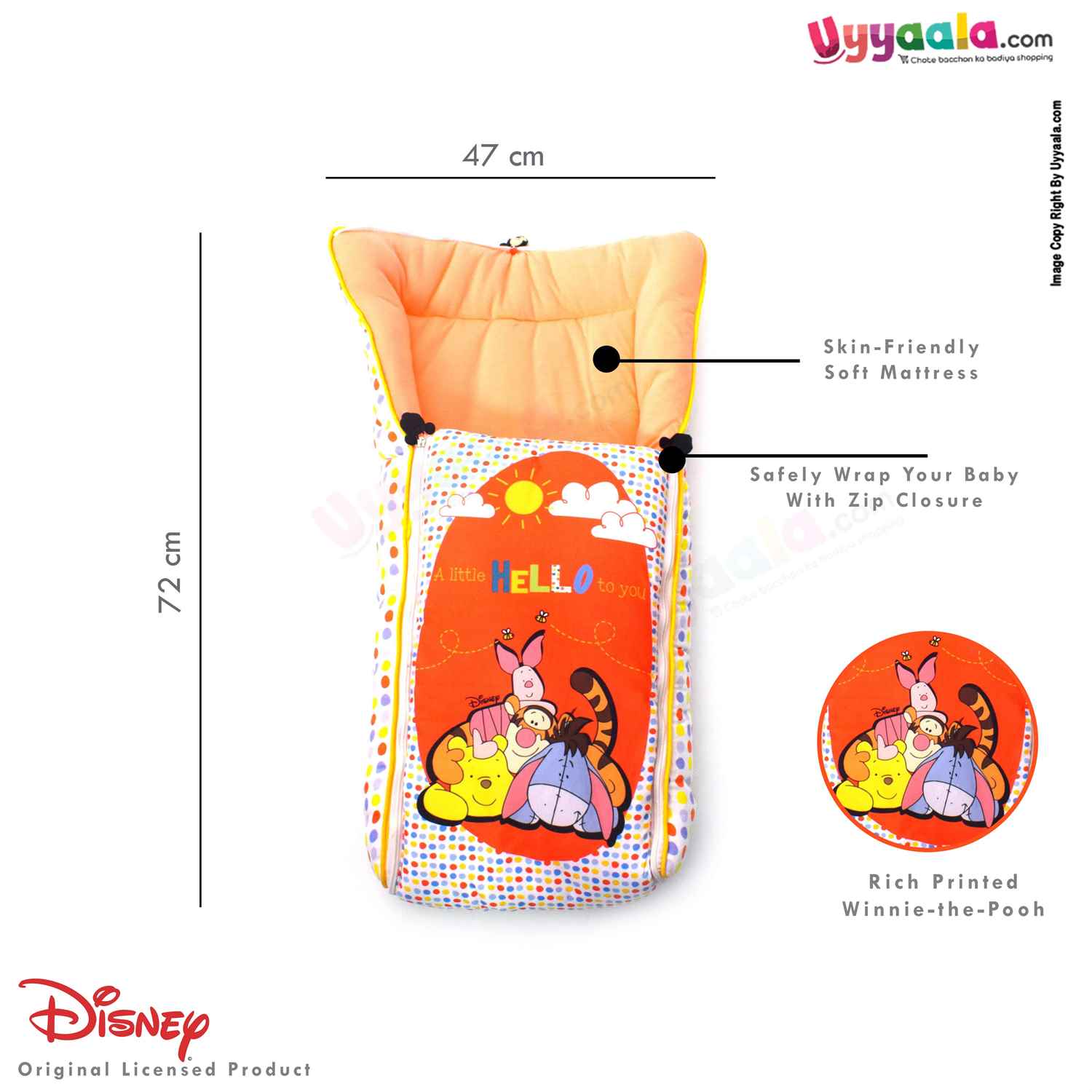 DISNEY Baby Carry Nest (Sleeping Bag) Cotton Animals Print 0+m Age, Orange