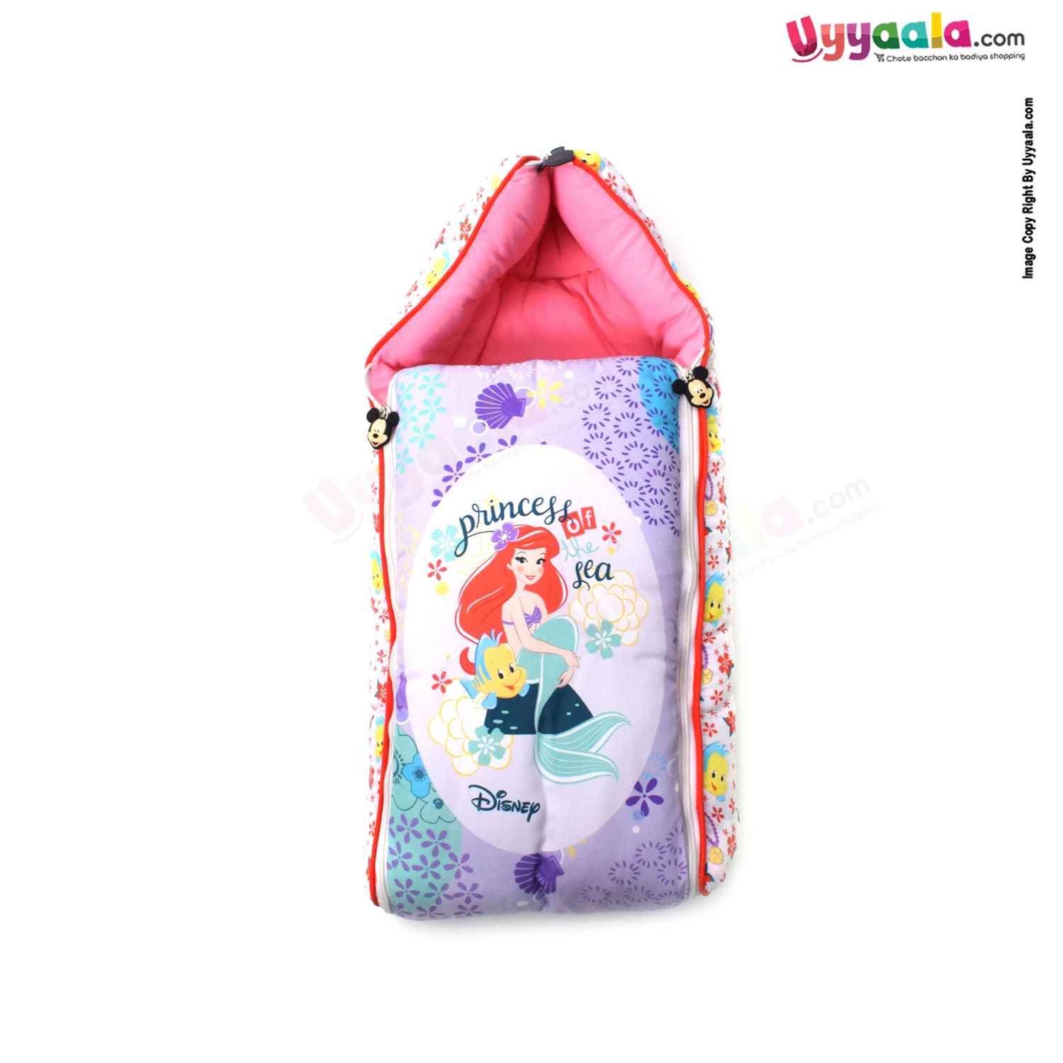 DISNEY Baby Carry Nest (Sleeping Bag) Cotton Princess of the Sea Print 0+m Age, Purple