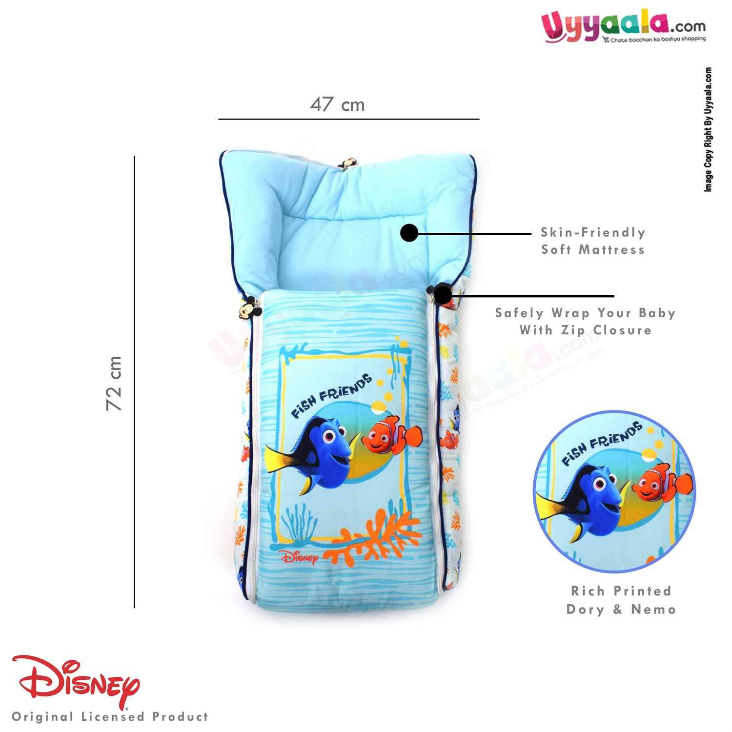 DISNEY Baby Carry Nest (Sleeping Bag) Cotton Fish Print 0+m Age, Blue