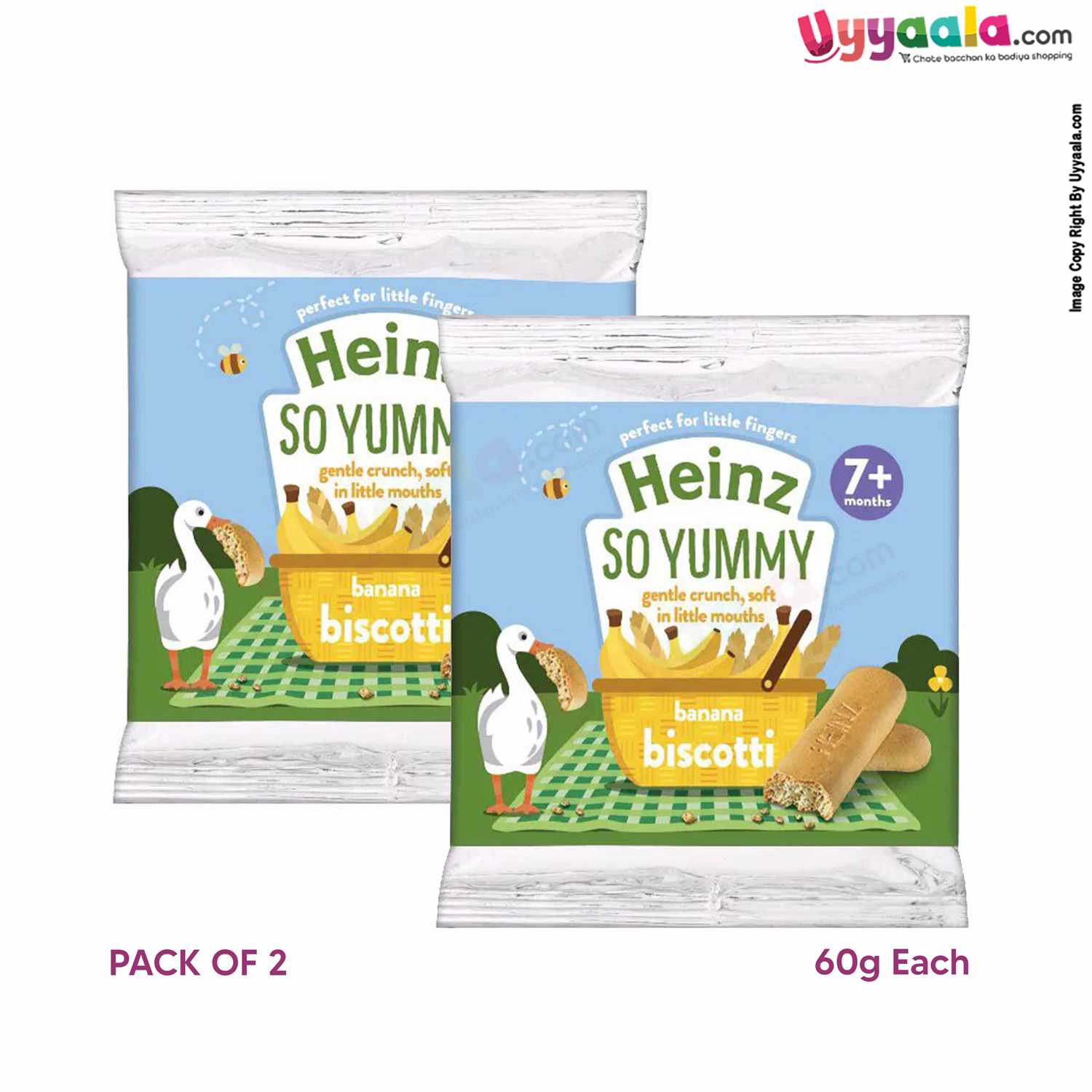 HEINZ SO YUMMY Banana biscotti for Kids snacks Pack of 2 - Banana Biscuits (60 g each), 7months+