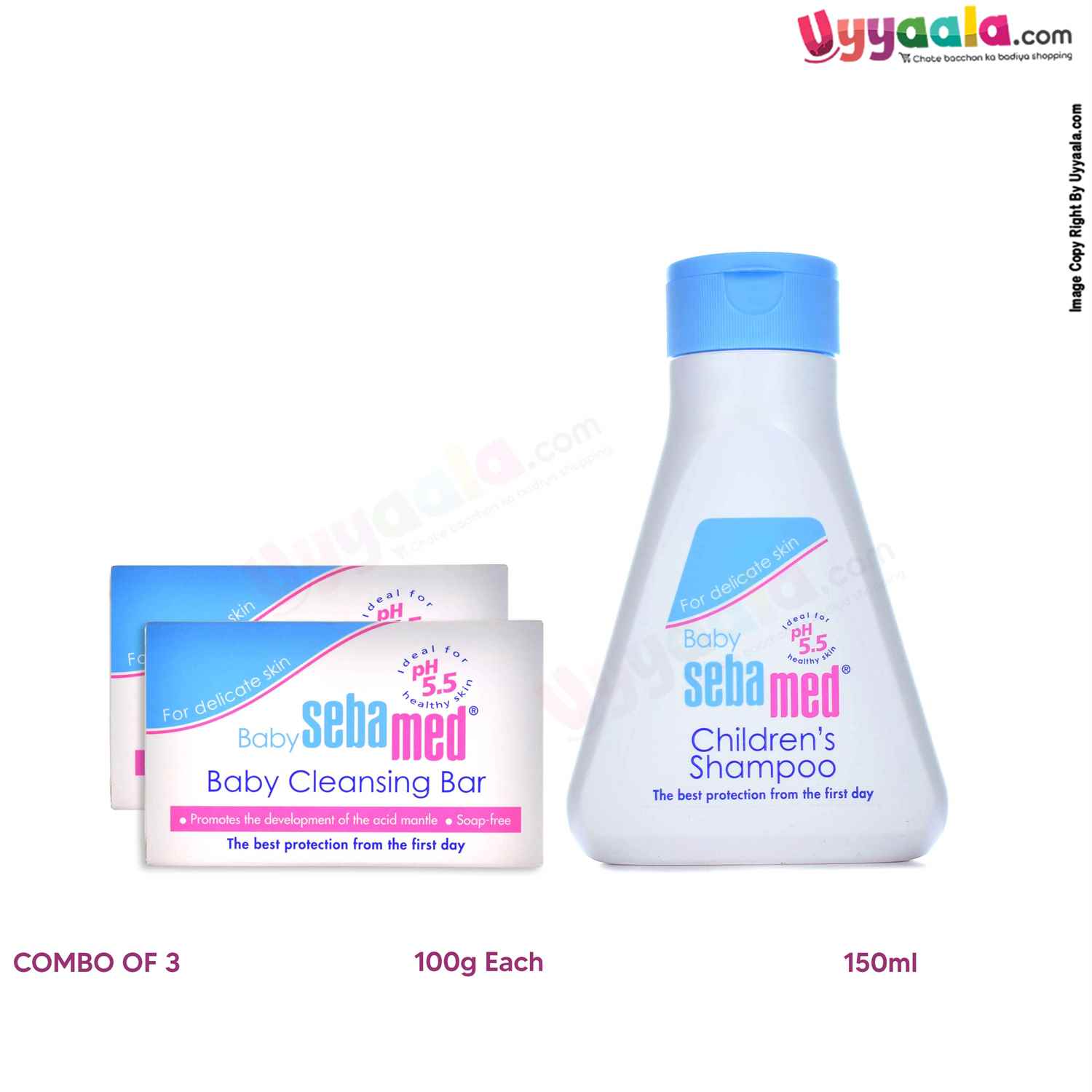 SEBAMED Baby Cleansing Bar 100g Pack of 2 & Moisturizing Shampoo 150ml ( Combo Pack )