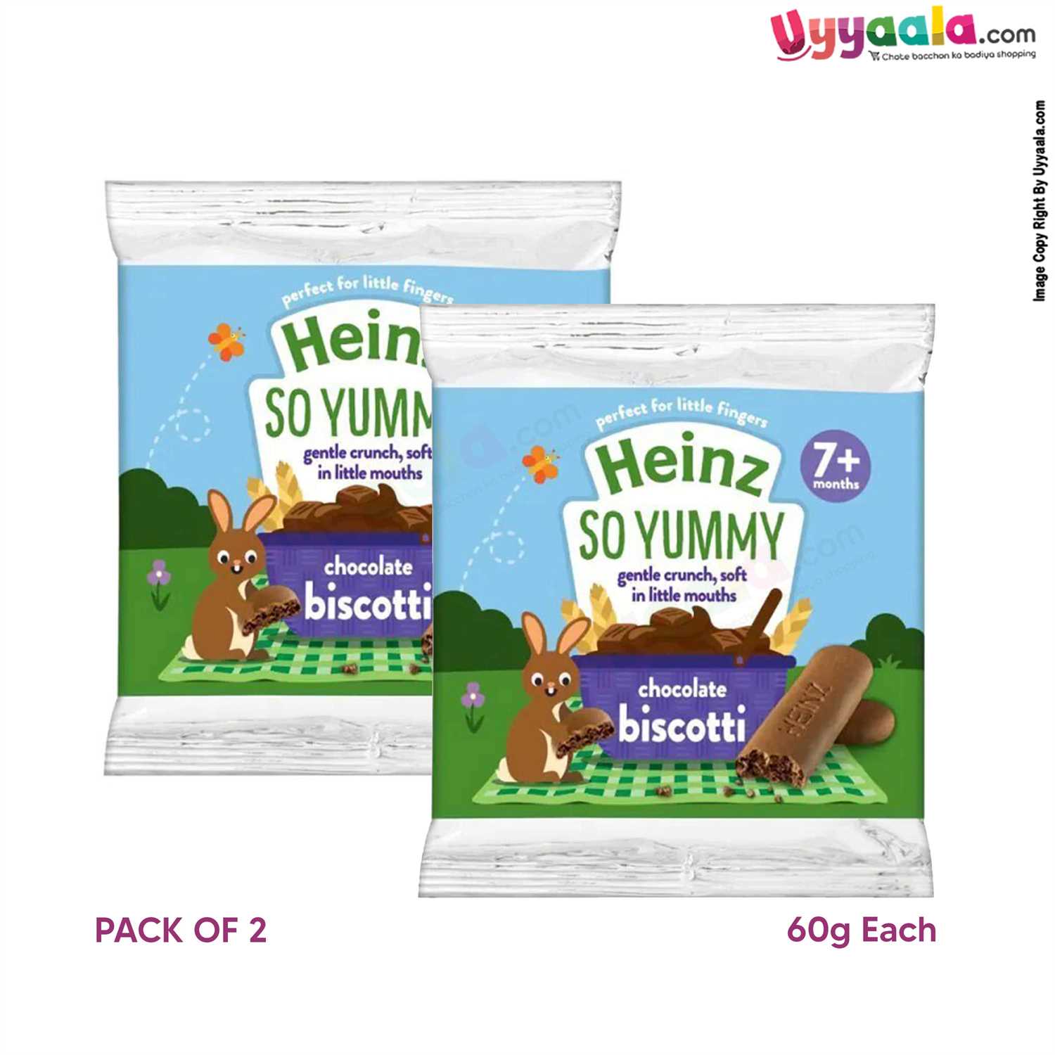 HEINZ SO YUMMY Chocolate biscotti for Kids snacks Pack of 2 - Chocolate Biscuits (60 g each)