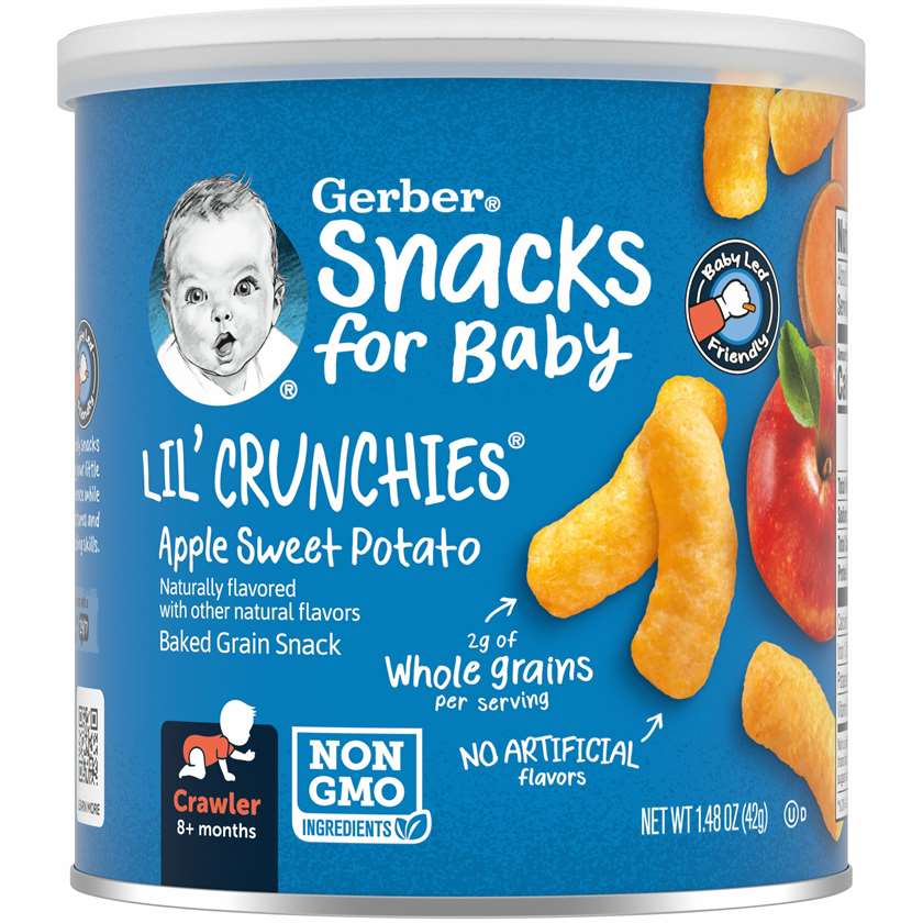 GERBER Lil' crunchies - Apple Sweet Potato, Naturally Flavored Baby Snack - 42g, 8 + months