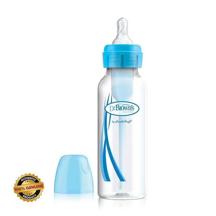 Dr Browns feeding Bottle narrow neck options+ anti colic 250ml, blue 0 + months
