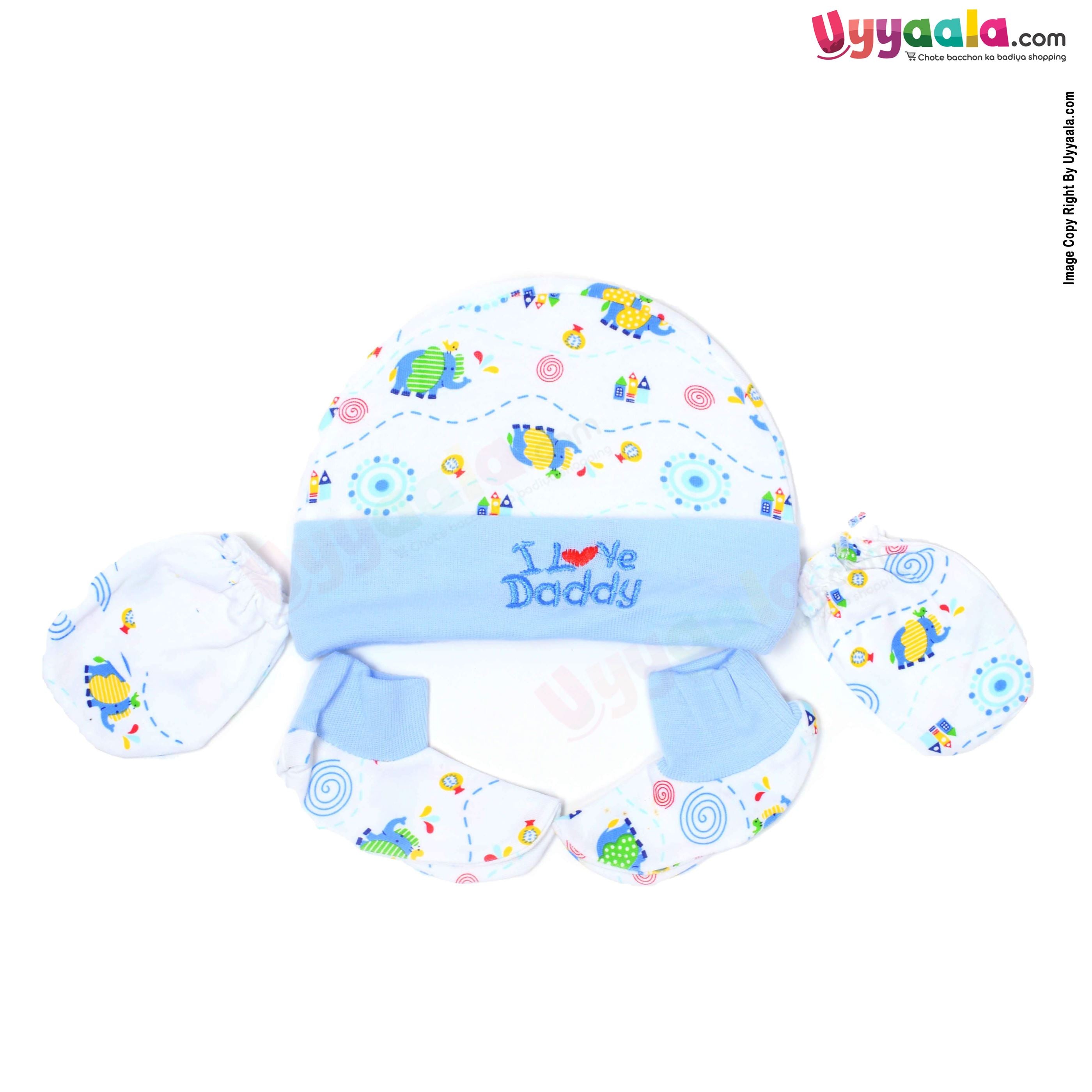 MONTALY Cap Set Elephant Print 0-3m Age