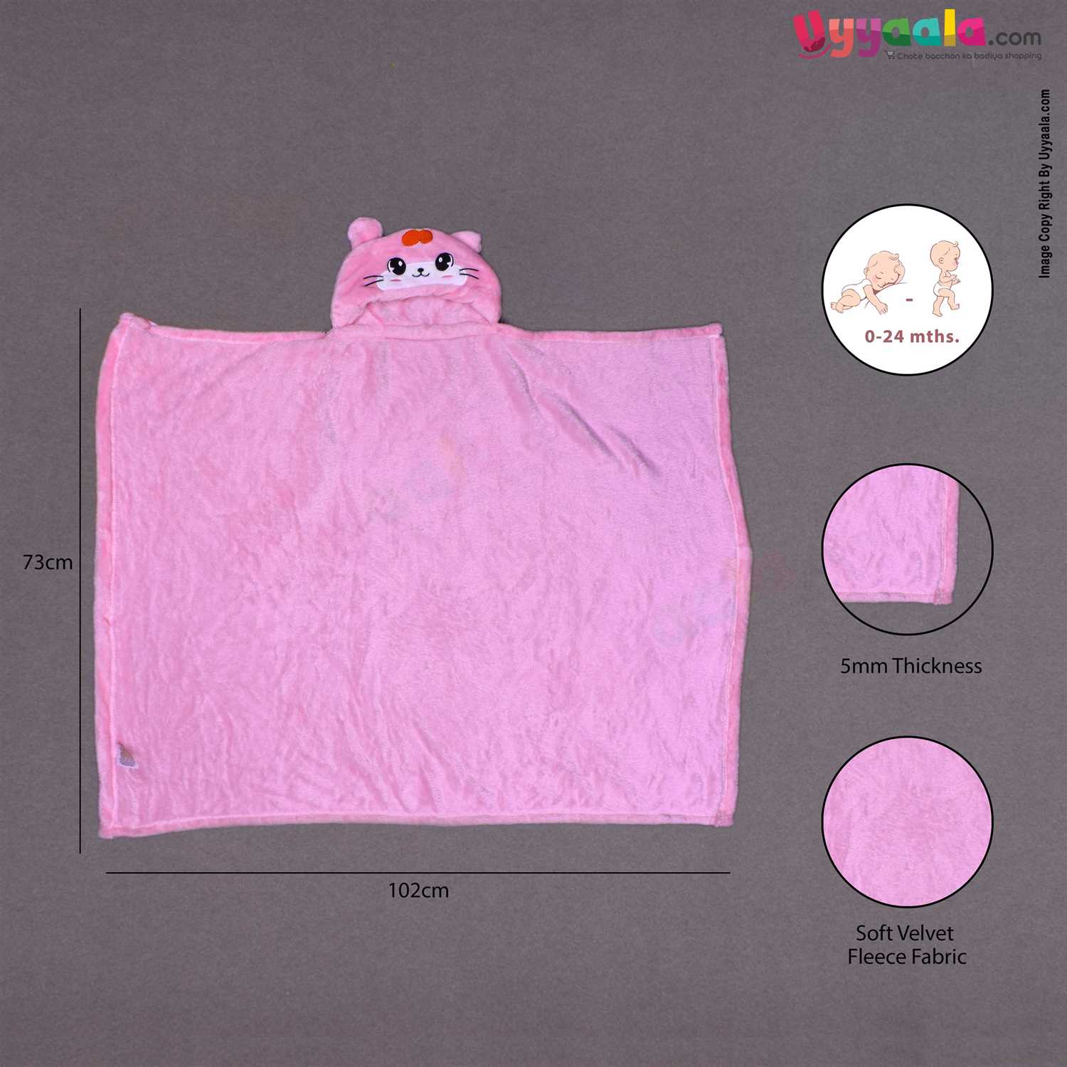Just One You Hooded Fur Blanket Rabbit Pink 0-24m