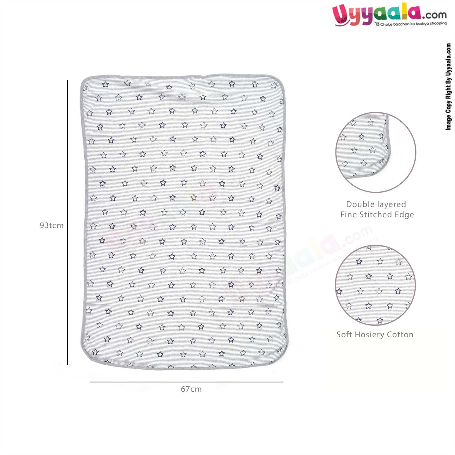 PRECIOUS ONE Baby Hooded Towel Premium 100% Cotton Hosiery with Star Print 0+m Age, Size (100*72) Grey