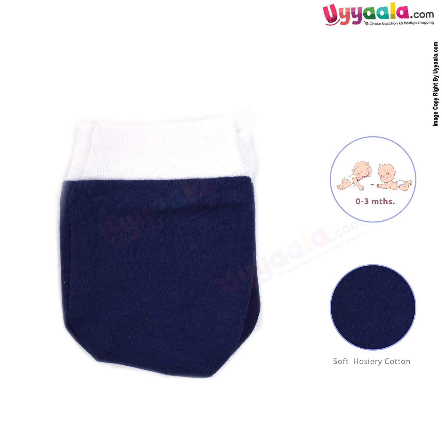 New Born Hosiery Cotton Socks Pack of 3, 0-3m Age - MultiColor