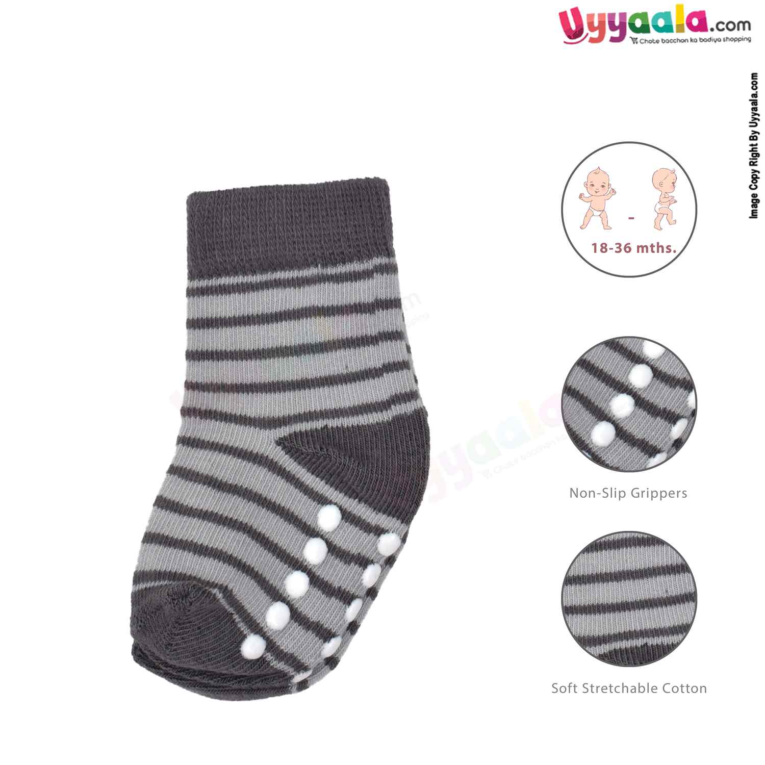 HUDSON BABY Stretchable & Non Skid Socks 3p Set with Multi Print,18-36m Age- Multi Color