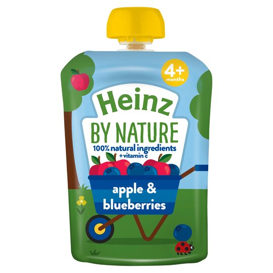 Heinz Puree For Babies - Apple & Blueberries, 4-6months, 100g