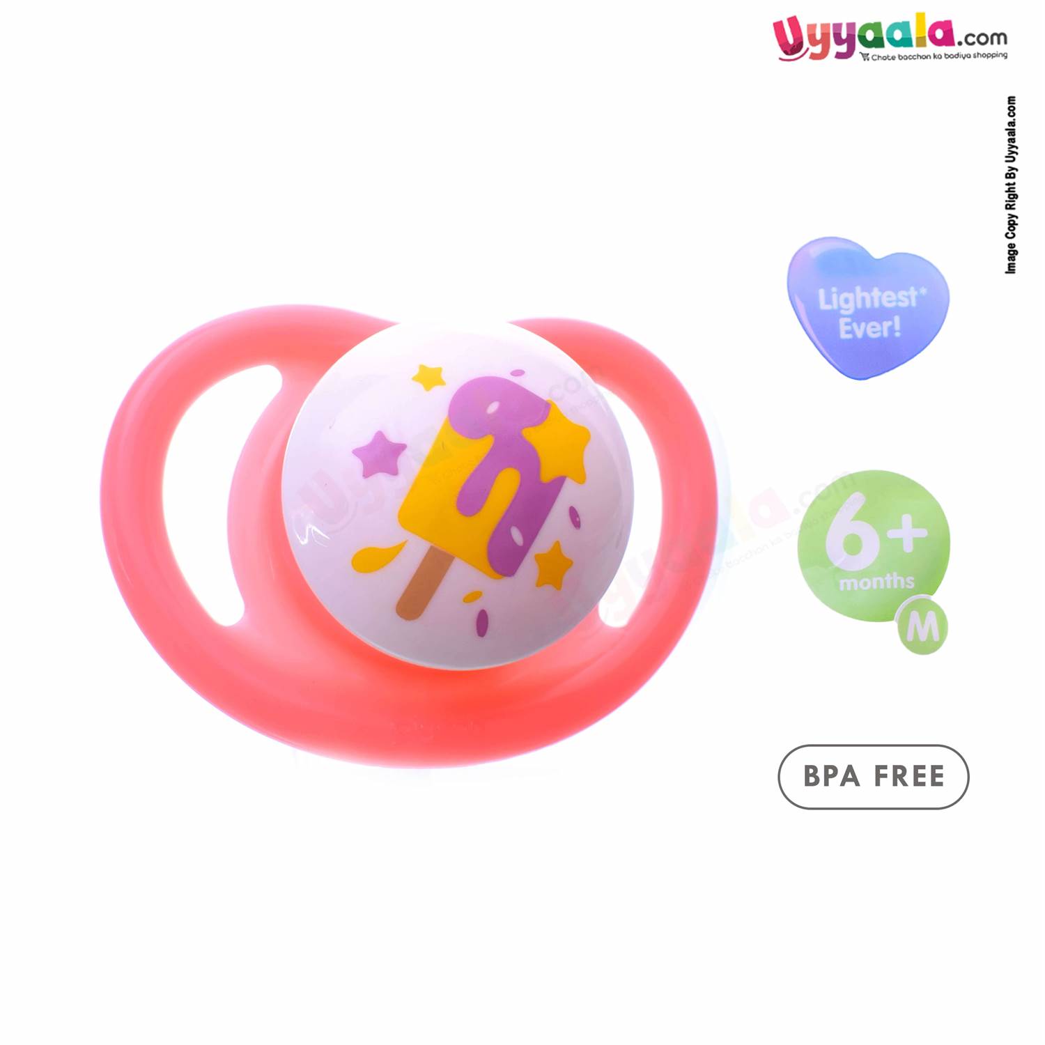 PIGEON Mini Light Baby Soother / Pacifier with Stars Print 6+m Age - Pink