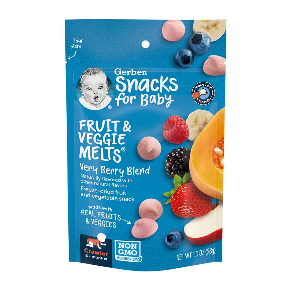 GERBER Fruit and veggie melts very berry blend vegetable snack for babies - 28g, 8 months +
