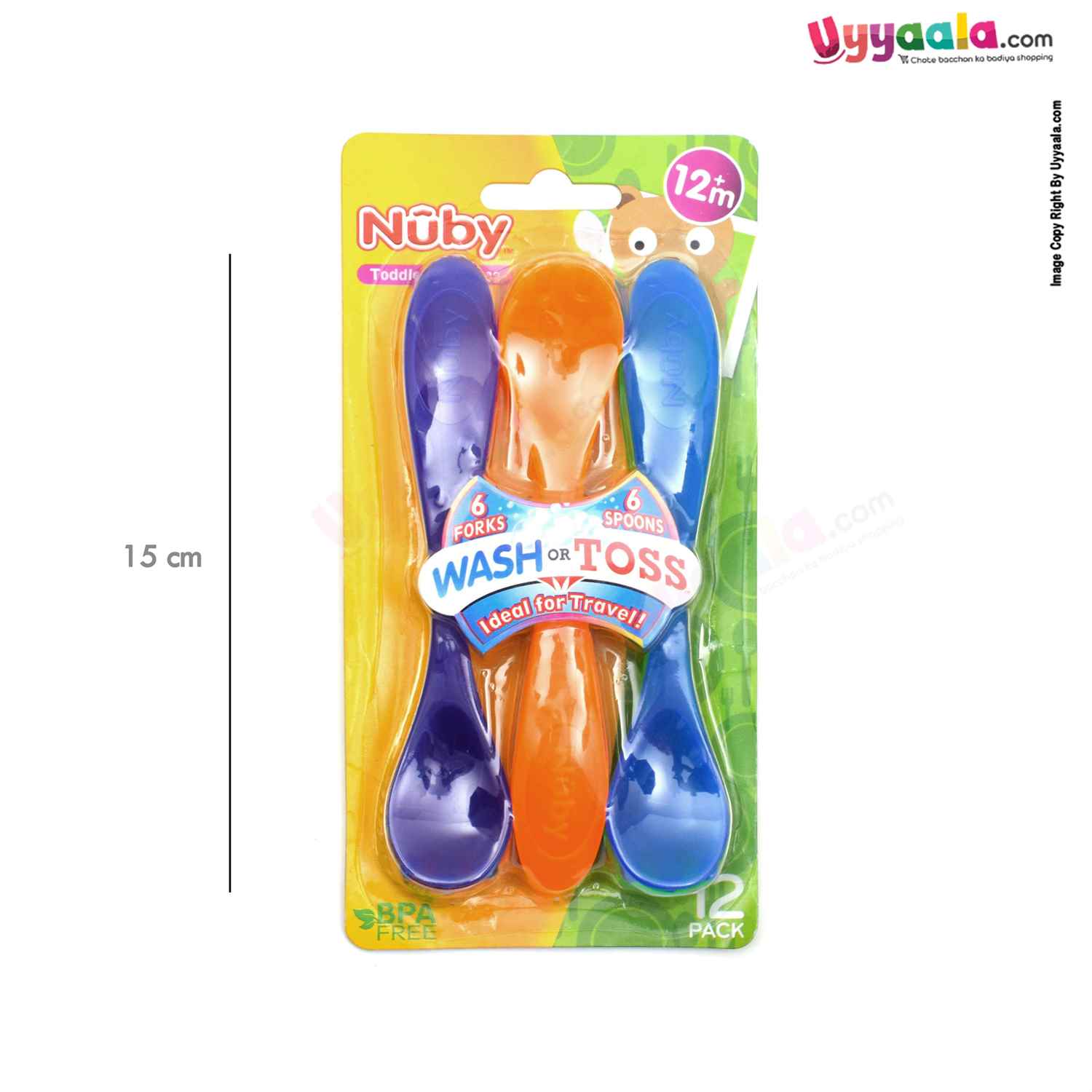 NUBY Toddler training set , 12pcs pack - 6 spoons & 6 forks, 12+m