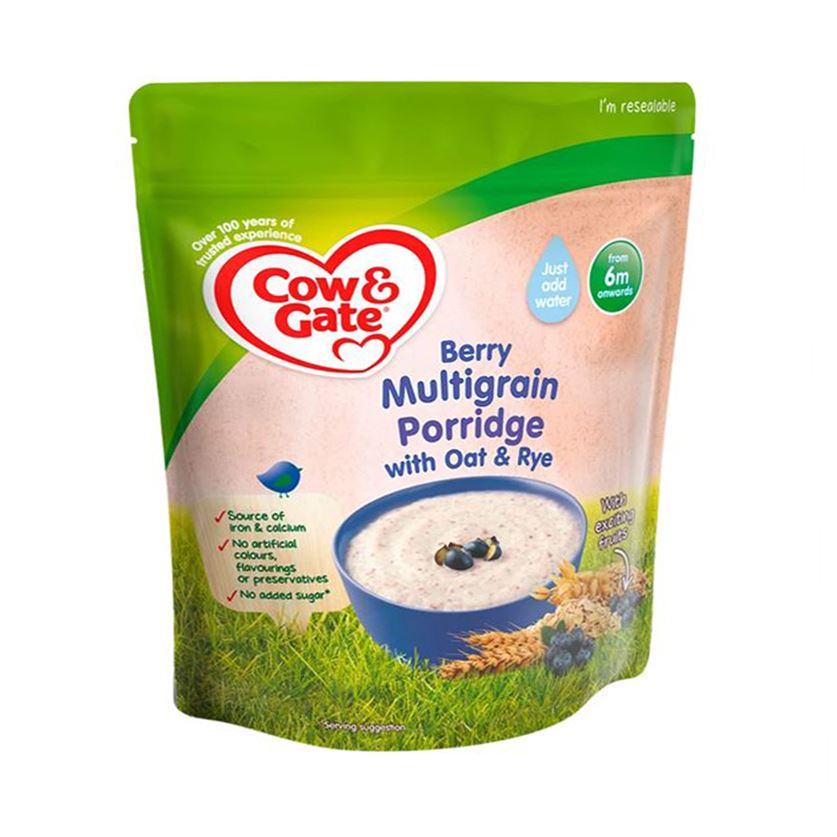 Cow & Gate Multigrain Baby Porridge with Berry, Oat & Rye - 125gms, 6+months