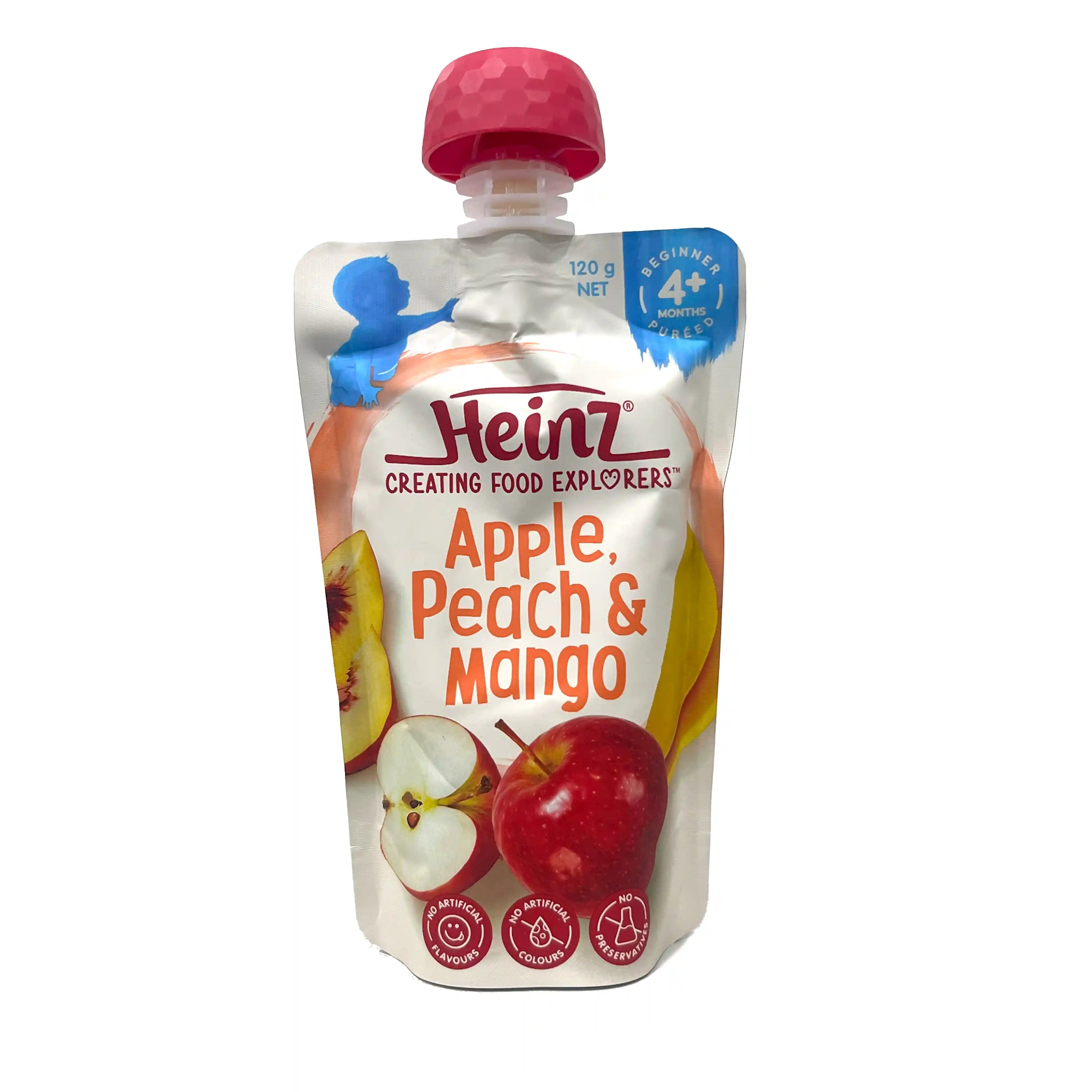 Buy Heinz Puree with Apple, Peach & Mango for your Baby, 4+months, 120gms Online in India at uyyaala.com