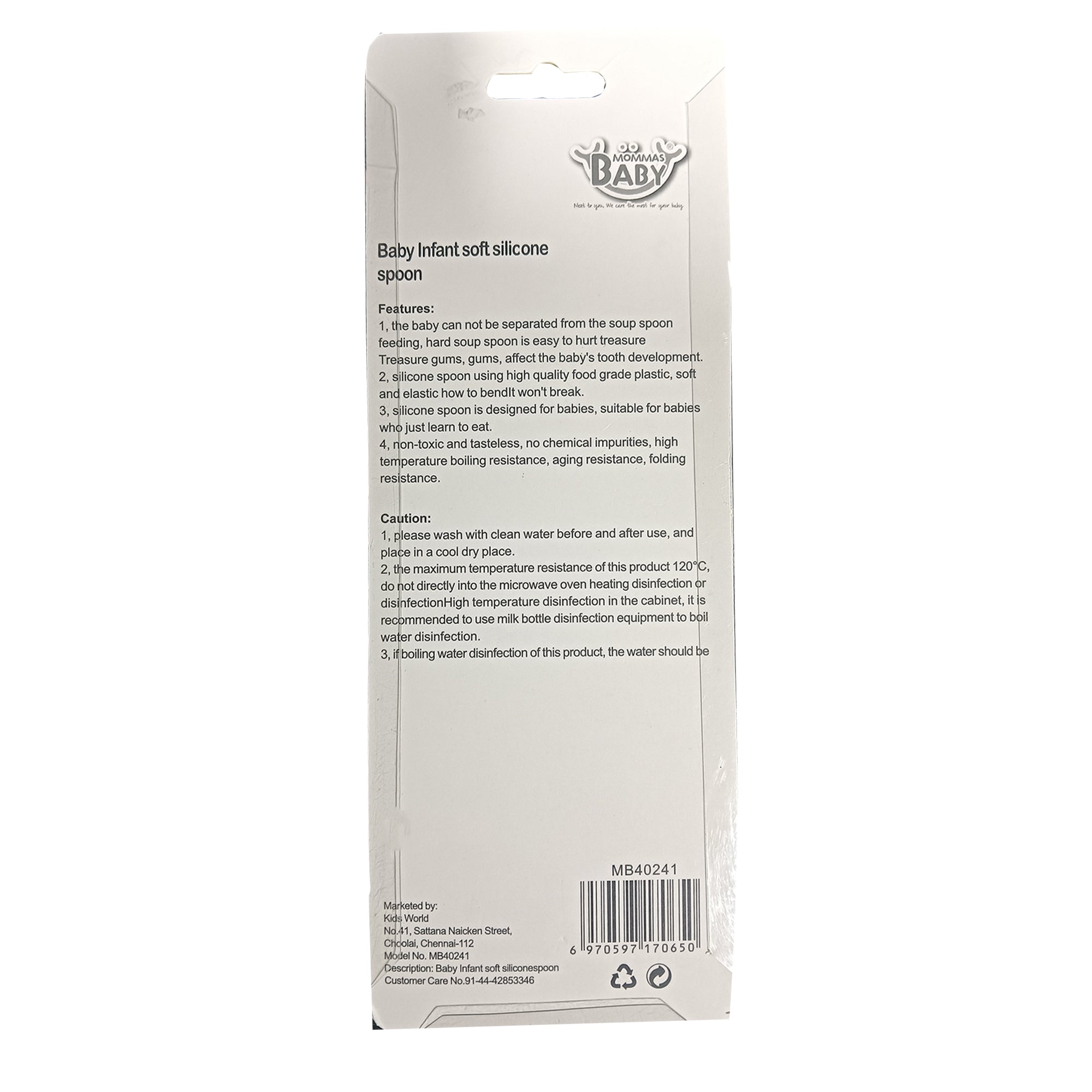 Mommas Baby Silicone Feeding Spoon for Baby - Blue