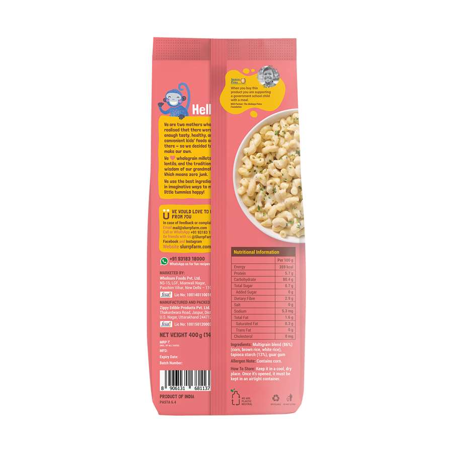 Buy Slurrp Farm Multigrain Macaroni Pasta for Small Children - 400gms Online in India at uyyaala.com