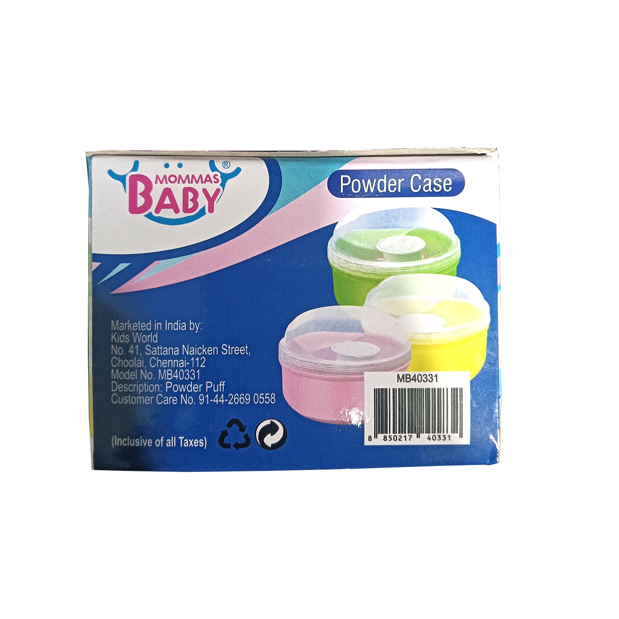 Mommas Baby Powder Box with Puff for Baby - Pink