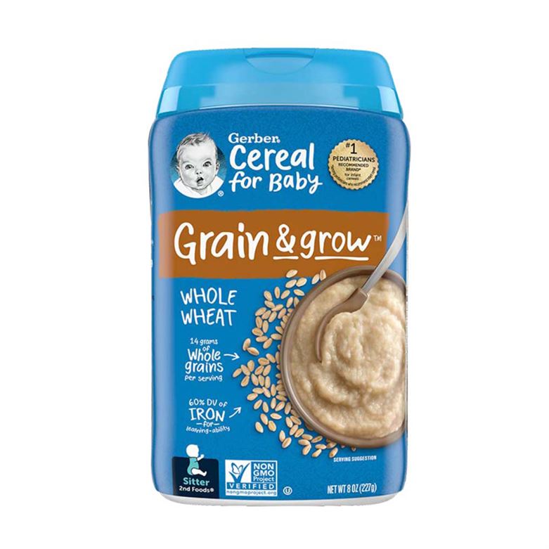 Gerber Grain & Grow Wholegrain Cereals with Wheat for Babies - 227gms (Imported Tub Pack) 