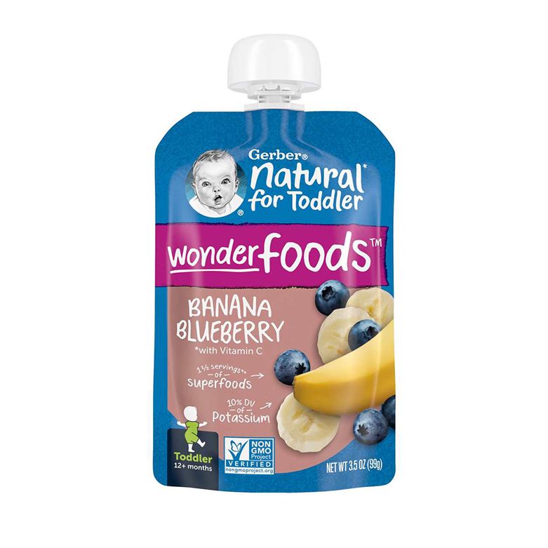 Gerber Natural Puree for Toddlers with Banana Blueberry - 99g, 12+Months