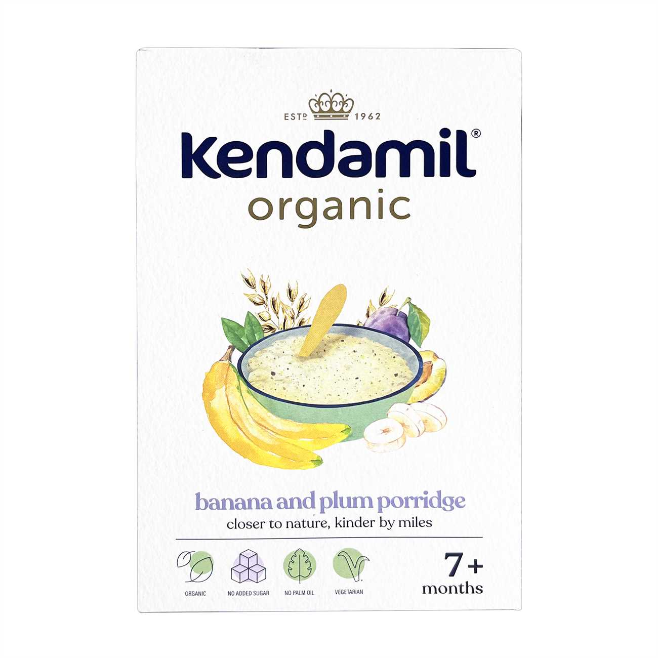 Kendamil Organic Banana & Plum Porridge for your Baby, 7+months - 150gKendamil Organic Banana & Plum Porridge for your Baby, 7+months - 150g