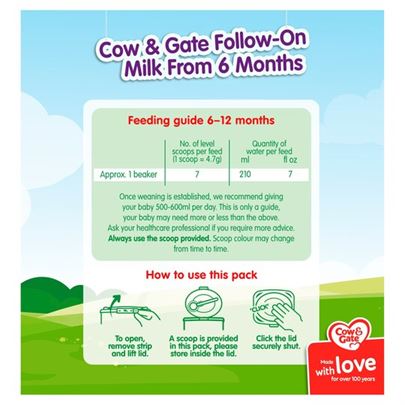 Cow & Gate Follow-on Baby Milk Formula - Stage 2, 800gms, 6+months