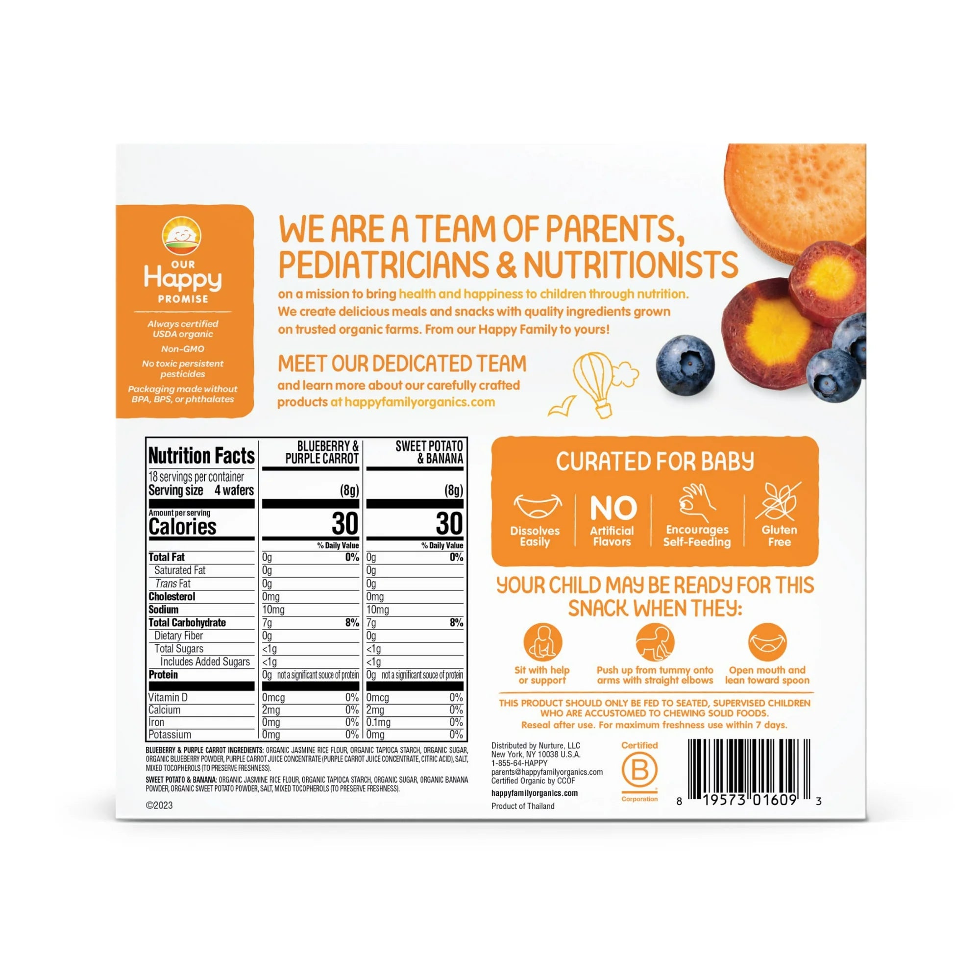 Buy Organics Happybaby Teether Wafers with Blueberry & Banana - 36 Pack Online at uyyaala.com