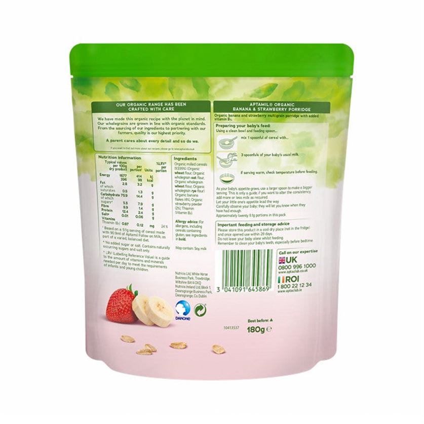 Nutricia Aptamil Organic Baby Porridge with Banana & Strawberry