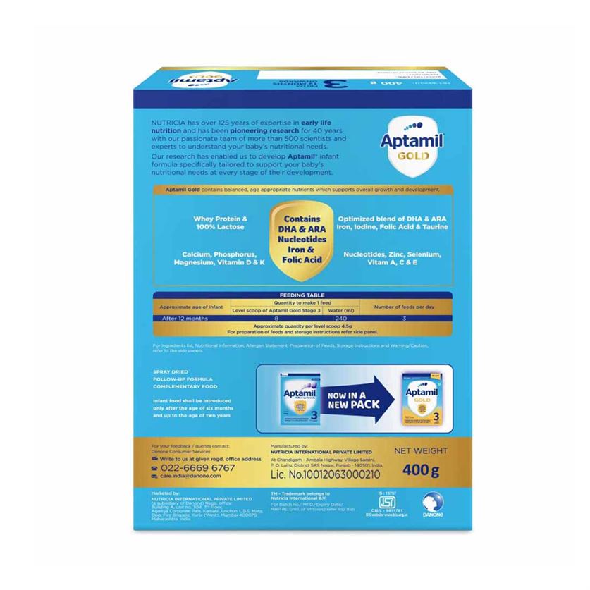Buy Nutricia Aptamil Gold Follow Up Baby Milk Formula, Stage - 3 Online in India at uyyaala.com