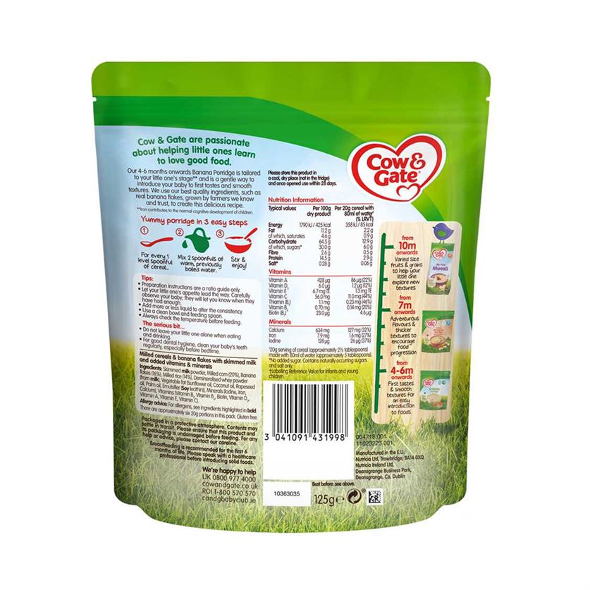 Cow & Gate Baby Porridge with Banana - 4 to 6months, 125gms