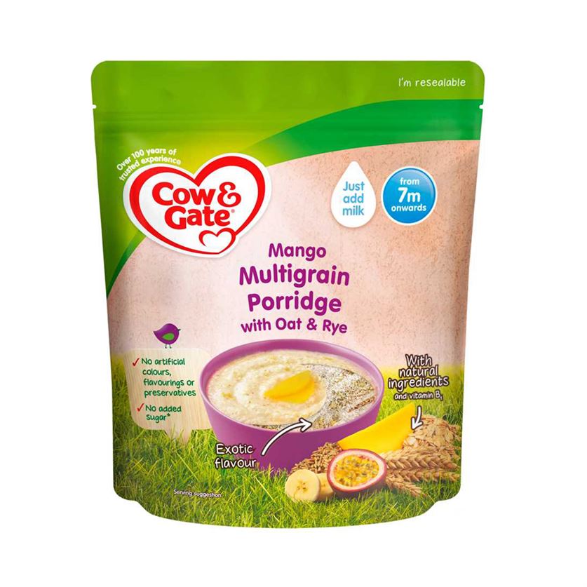Cow & Gate Multigrain Baby Porridge with Mango, Oat & Rye, 7+months, 200gmsCow & Gate Multigrain Baby Porridge with Mango, Oat & Rye, 7+months, 200gms