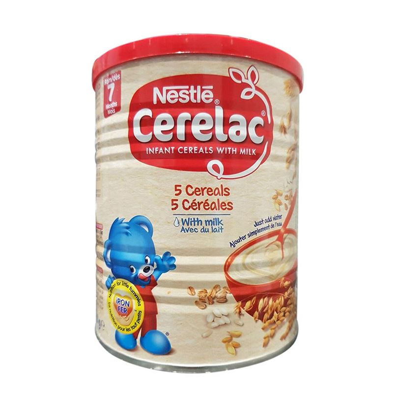 Nestle Cerelac Infant 5 Cereals with Milk - 400gms, 7+months (Imported Tin Pack)