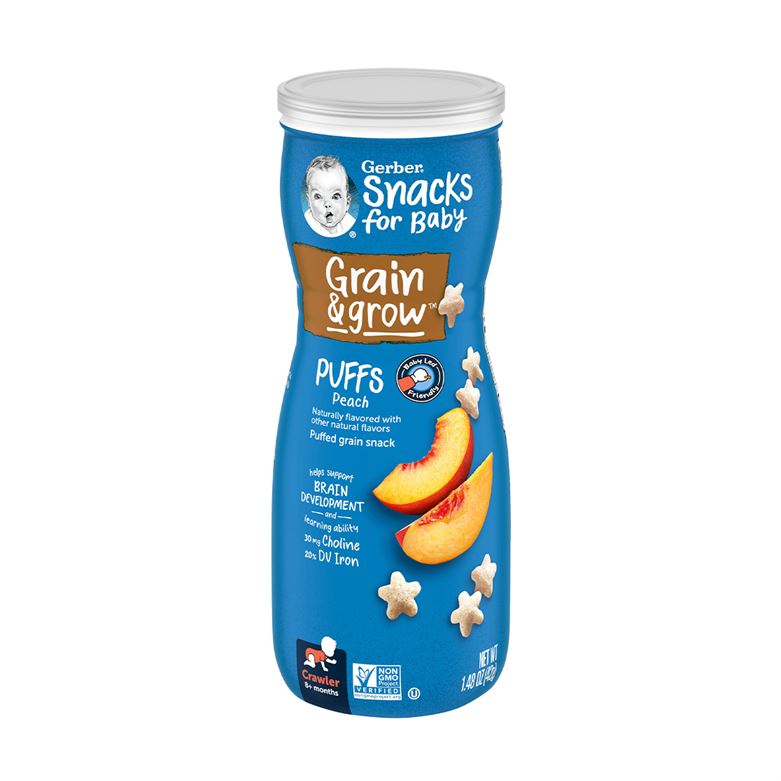 Buy Gerber Grain & Grow Puffs for Babies in Peach flavour Online in India at uyyaala.com