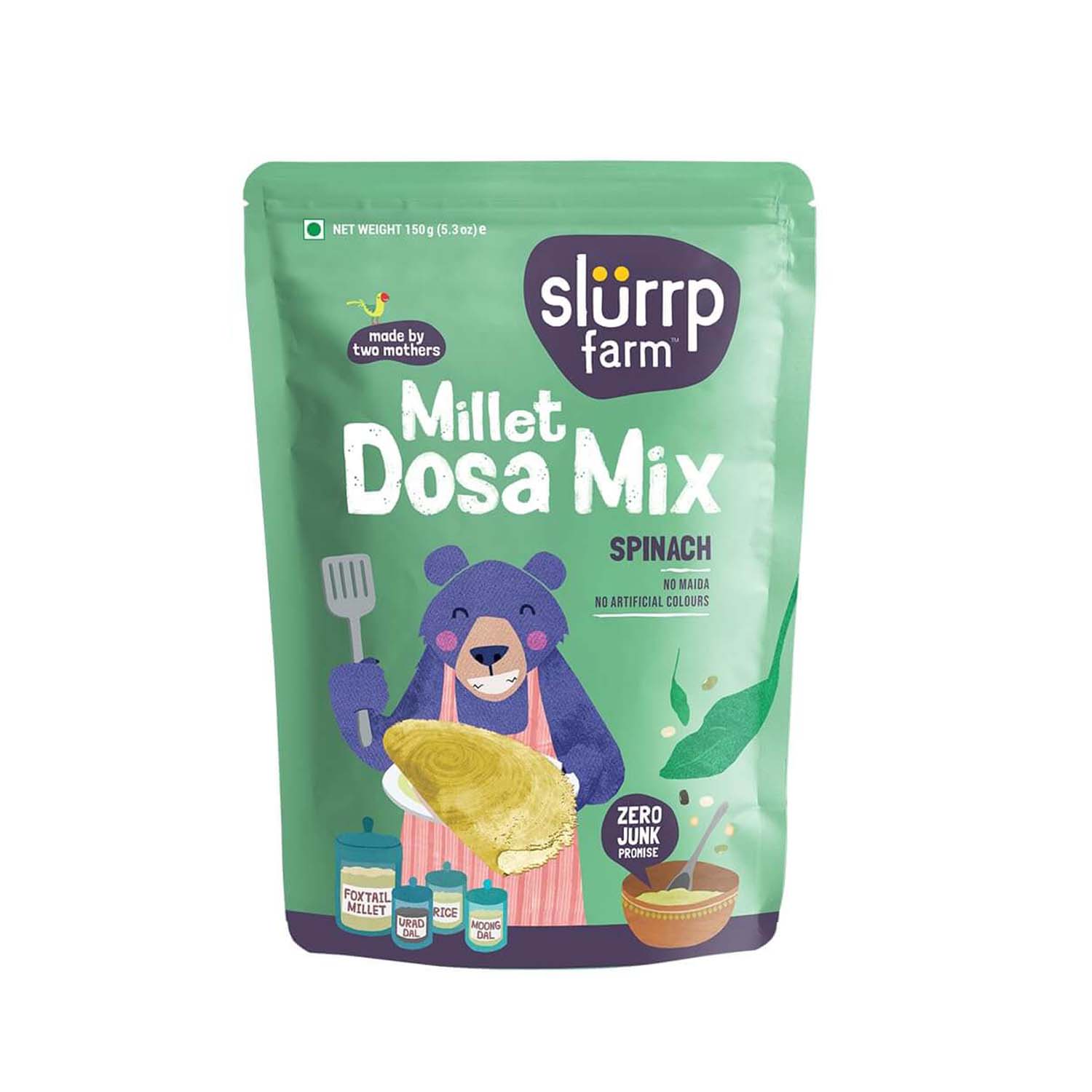 Buy Slurrp Farm Millet Dosa Mix with Spinach for Small Children - 150gms Online in India at uyyaala.com