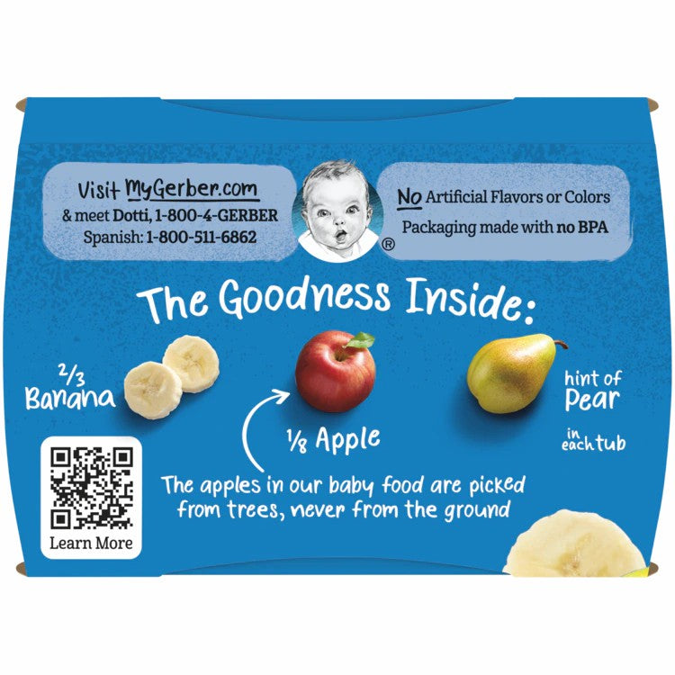 GERBER Puree 2nd Foods Banana Pear & Apple Flavored Snack For Babies