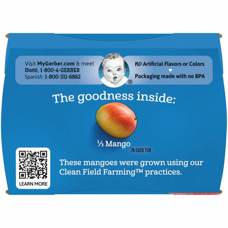 GERBER Puree 2nd Foods Mango Flavored Snack For Babies,