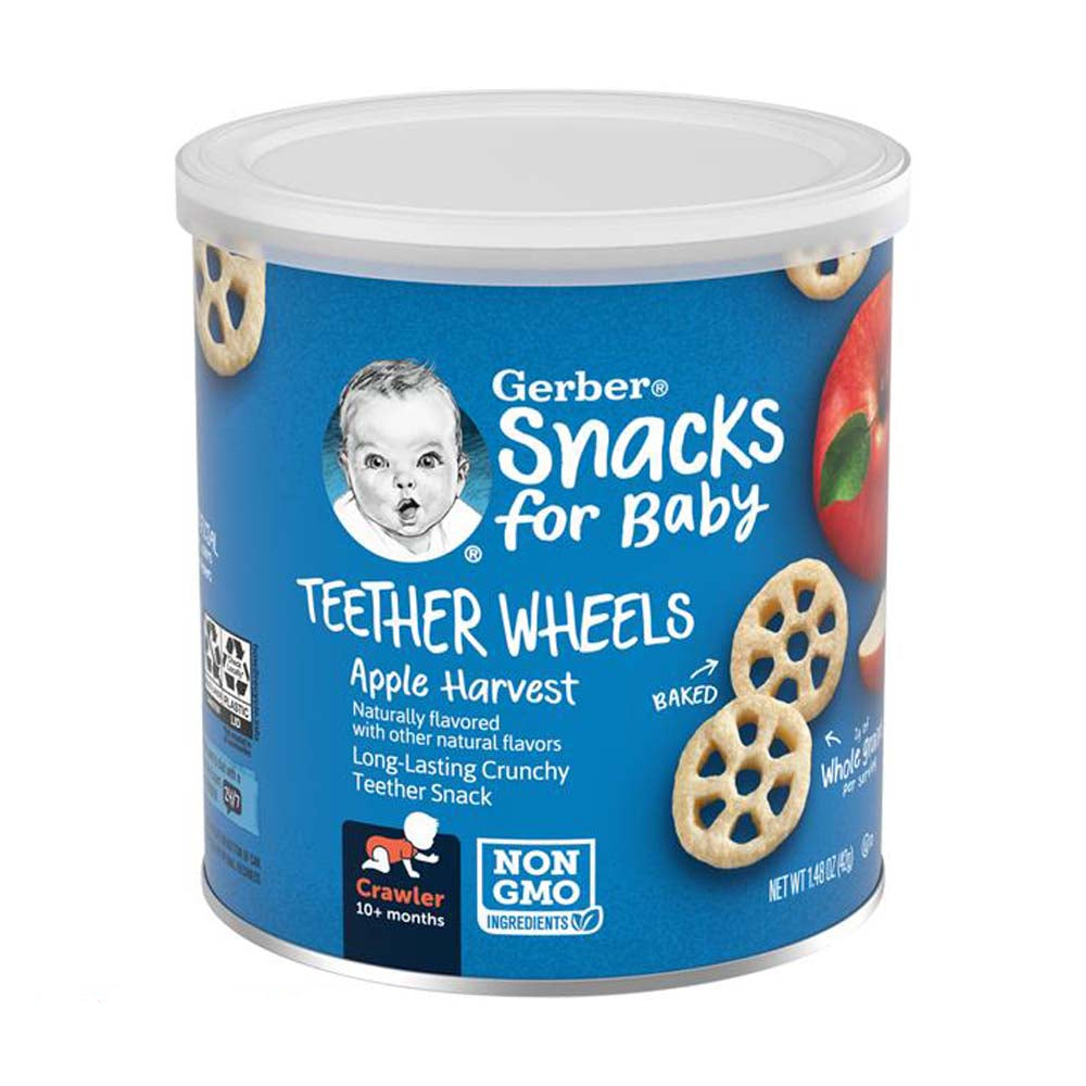 GERBER Teether wheels - apple harvest, naturally flavored baby snack - 42g, 8 + months