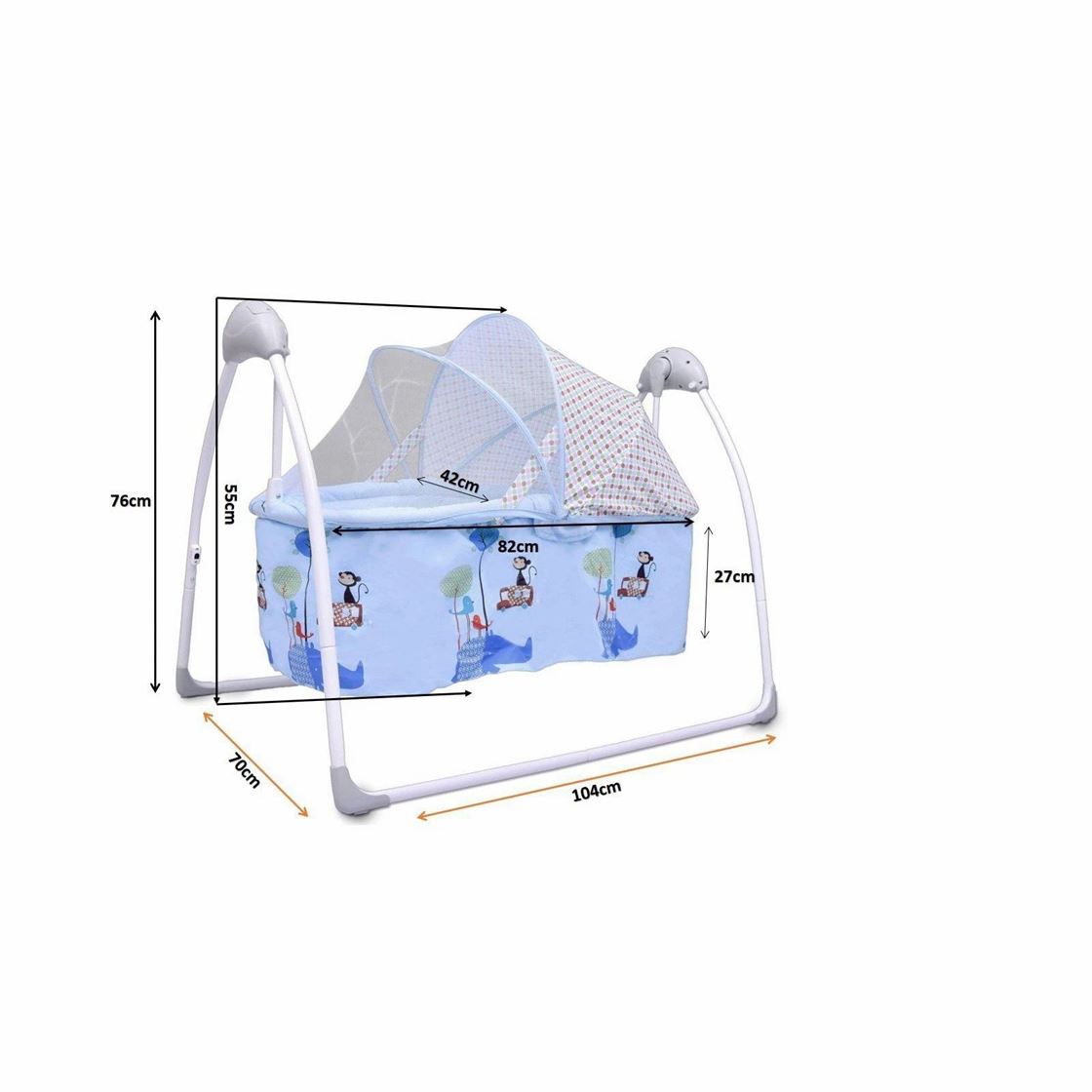 R FOR RABBIT Lullabies Baby Cradle with Remote Control & Mosquito Net - Blue