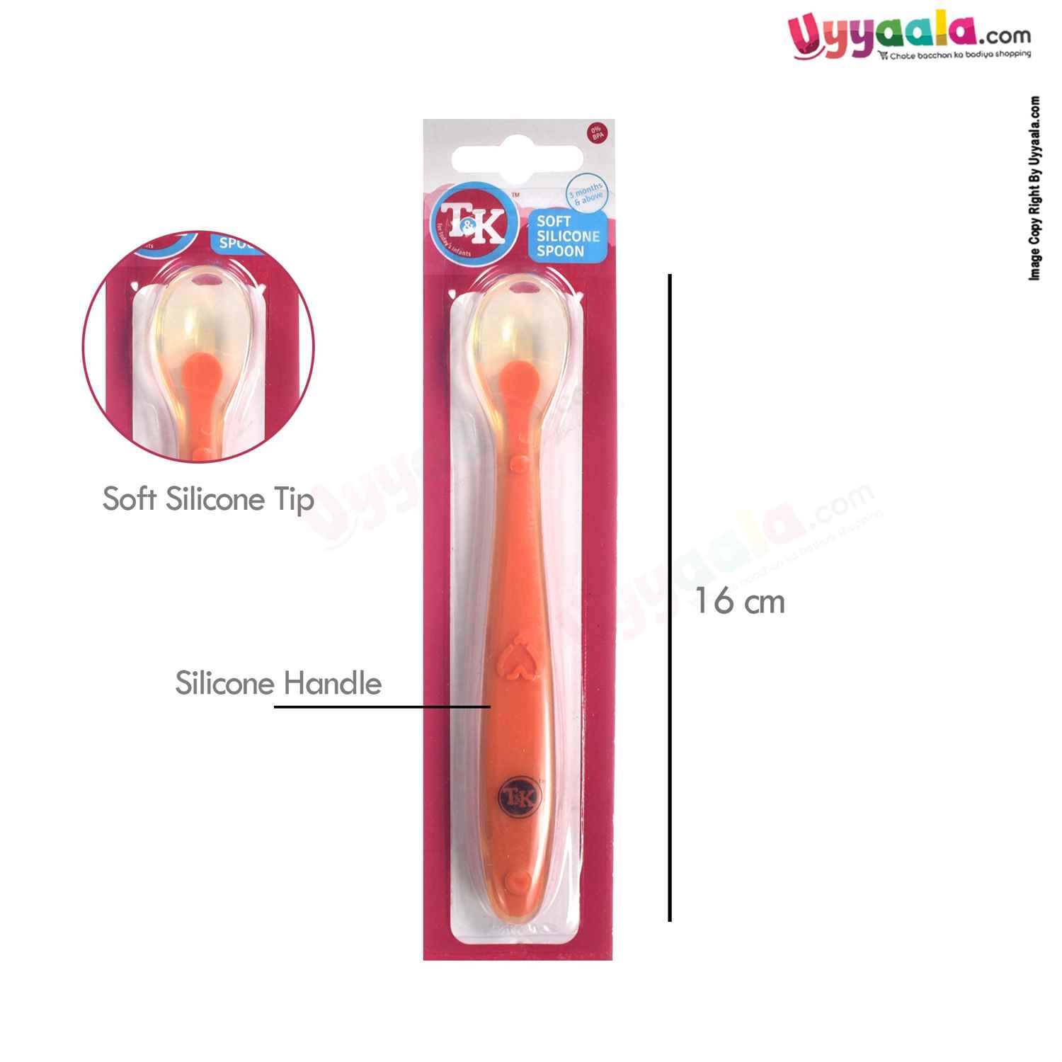 T&K Baby Soft Silicone Spoon 3+m Age - Orange