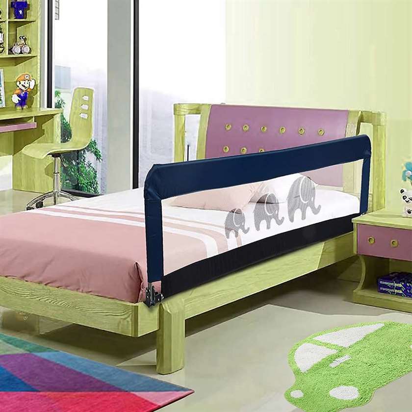 LUVLAP Safeguard anti-fall bed rail for baby (158.5cm x 42cm) - blue