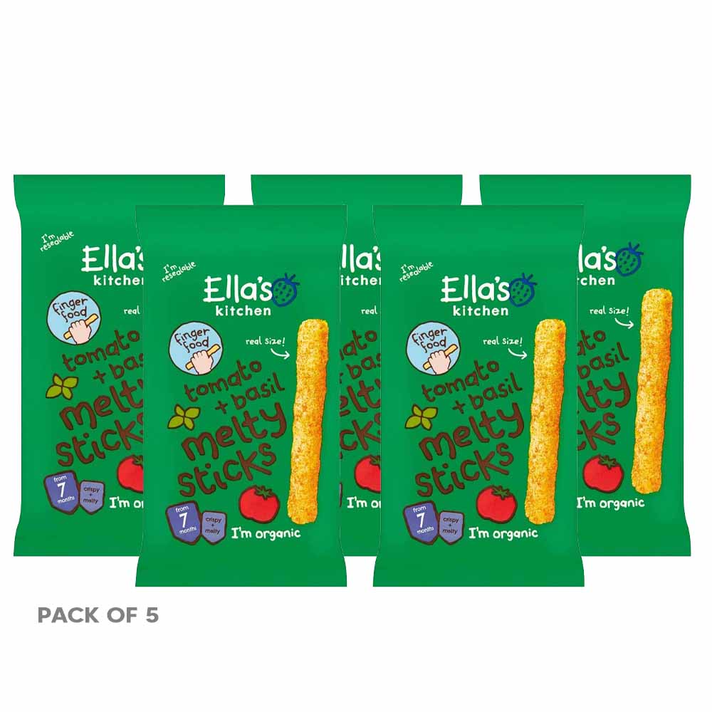 Ella's Kitchen Organic Melty Sticks with Tomato, Basil, Pack of 5