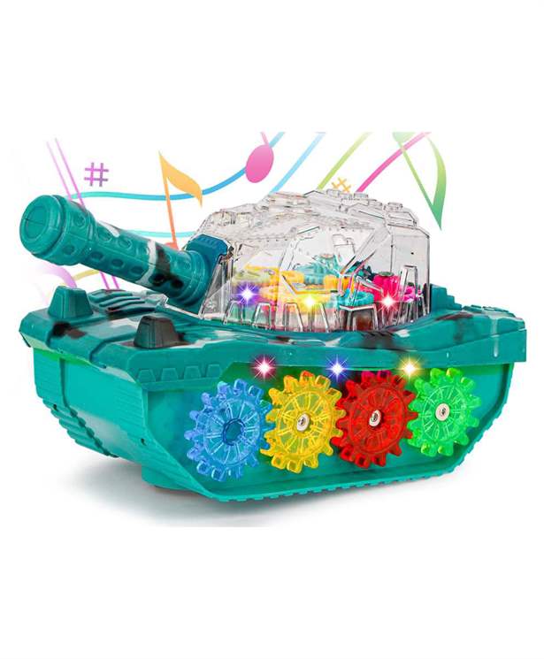 Gear Tanks Military Tank Mechanical Gear Structure Toy for Kids ,3+Years Age - Green