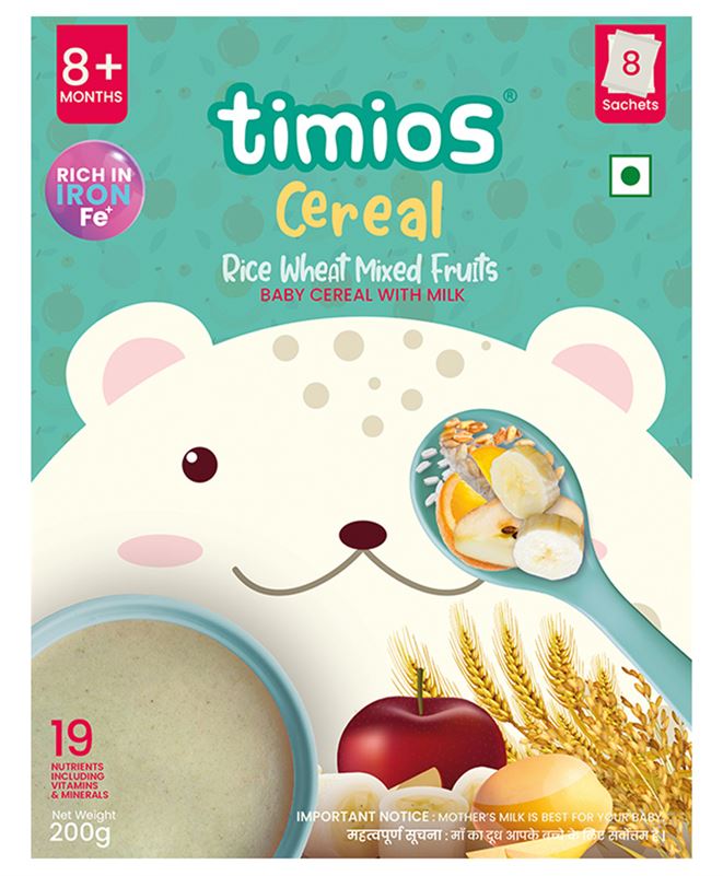 Timios Rice Wheat Mixed Fruits Cereals for your Baby - 200g, 8+Months